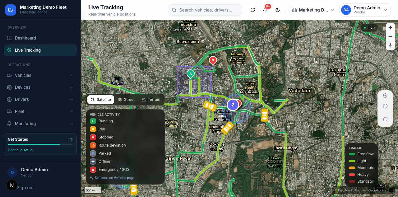 BhugoliX live GPS fleet tracking map