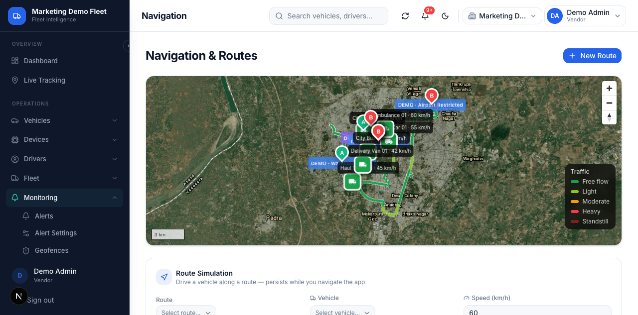 BhugoliX Navigation & Routes screen